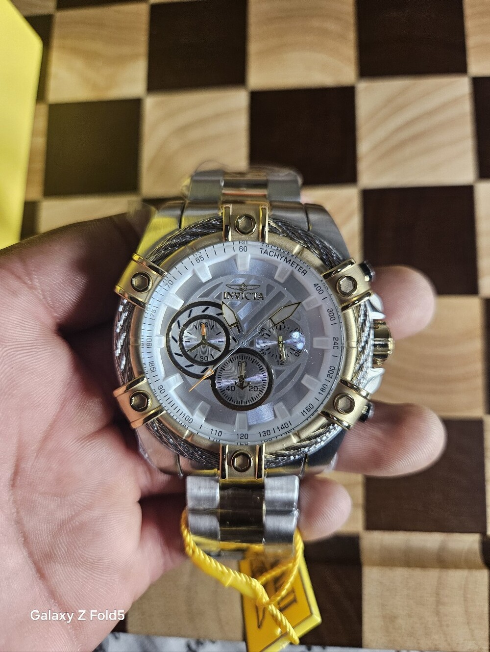 Invicta Bolt Silver and Gold Men's Chronograph Cable-Accent Watch 52mm